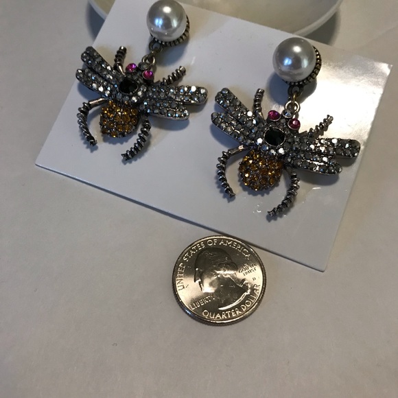 H&M Earrings Statement Cocktail NWT Faux Pearl - Picture 3 of 8